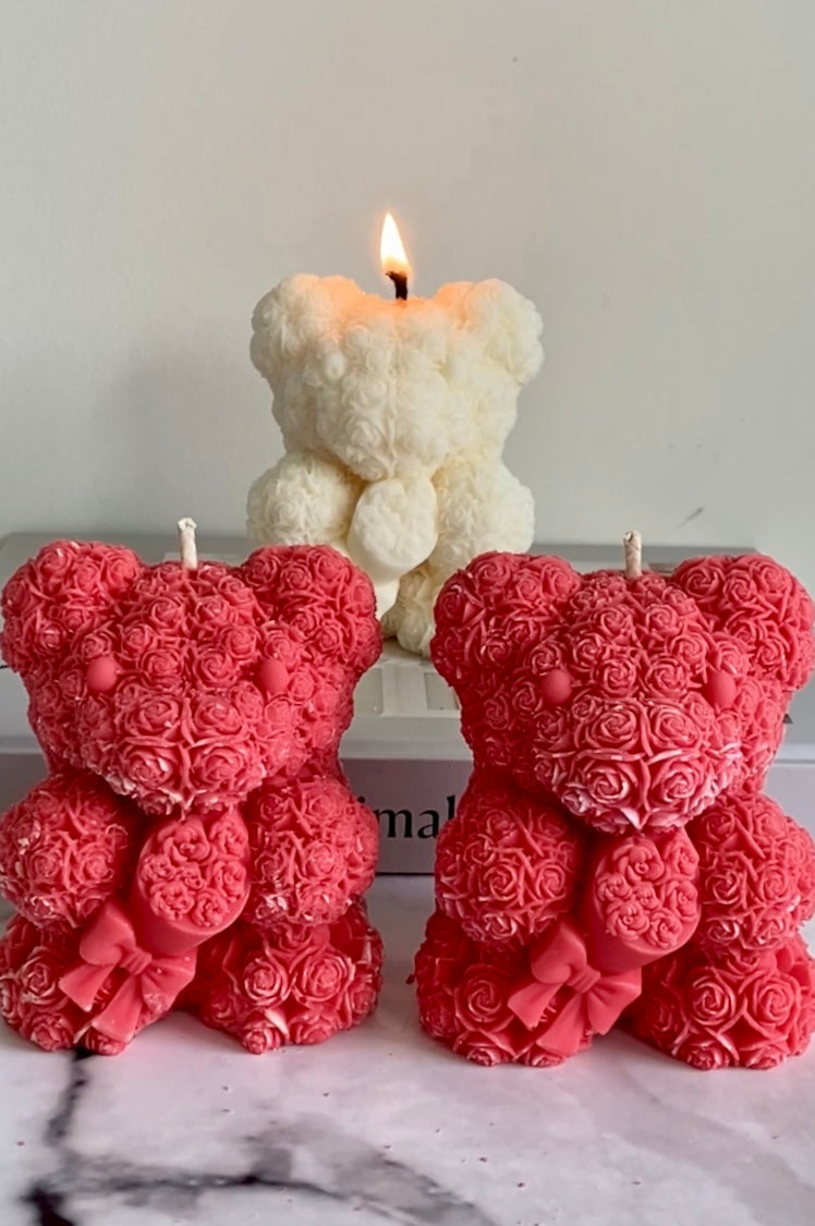 Rose Bear Candle